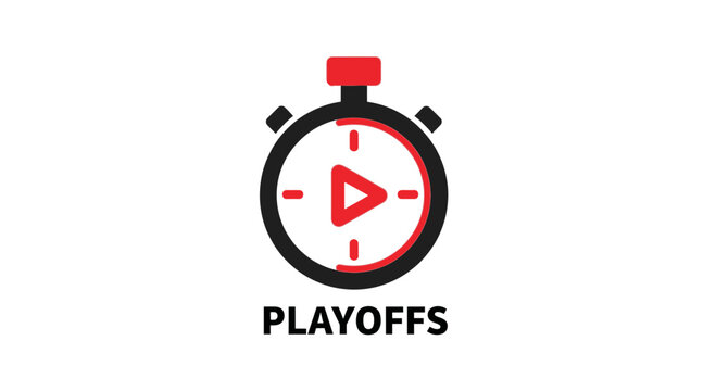 Abstract Logo Of Stop Watch Represents Playoffs Countdown On White Background