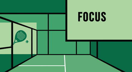 Obraz premium Abstract Illustration Of Padel Court And Racket With Focus Word In Stylish Design