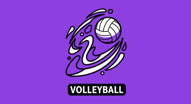 Abstract Volleyball Symbol Against a Modern Purple Background Graphic Design Concept