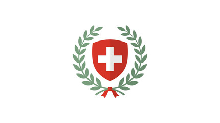 Obraz premium Swiss National Emblem with Laurel Wreath Icon