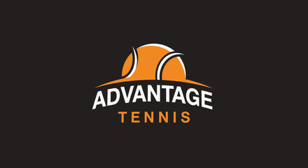 Fototapeta premium Advantage Tennis Logo Featuring Tennis Ball Design On Black Background Perfect Branding Symbol