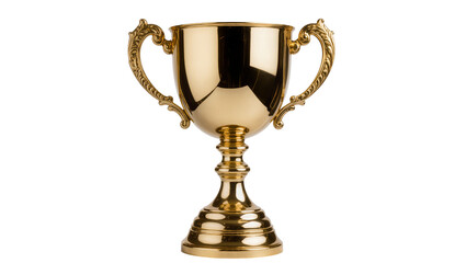 Isolated elegant golden trophy cup, a symbol of victory, success, and achievement in competition