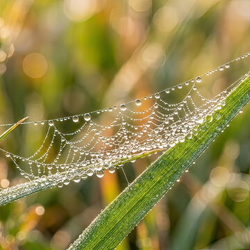 Morning Dew Drops on Spiderweb