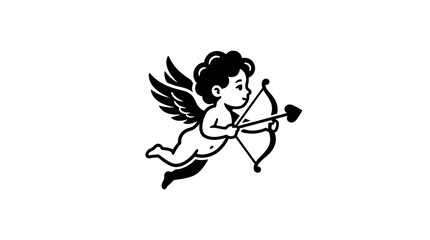 Fototapeta premium Cupid Angel with Bow and Arrow, Symbol of Love and Romance