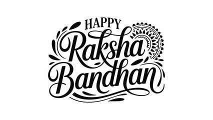 happy raksha bandhan decorative typography lettering with ornate rakhi illustration traditional indian festival celebration greeting © Zavivec