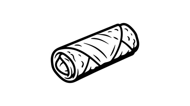 Crispy Egg Roll Illustration, Asian Food, Appetizer, Isolated on White