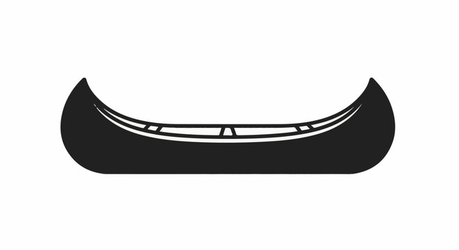 Black silhouette of a canoe viewed from above, showing its curved shape and internal structure
