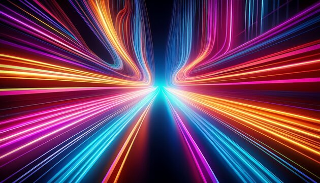 Vibrant Neon Light Streaks Abstract Background