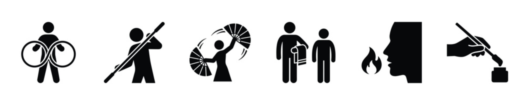 Collection of diverse pictogram icons representing various human activities and concepts