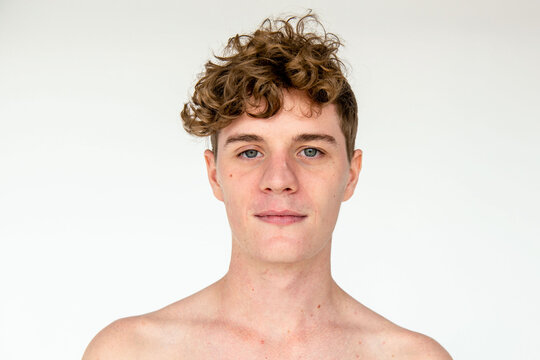 Young man with curly hair