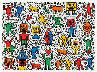 Obraz premium Playful doodle set art kit composition