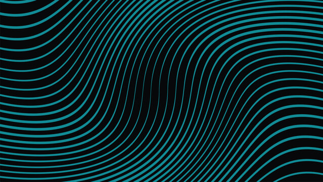 Abstract background with wavy teal lines on a black surface