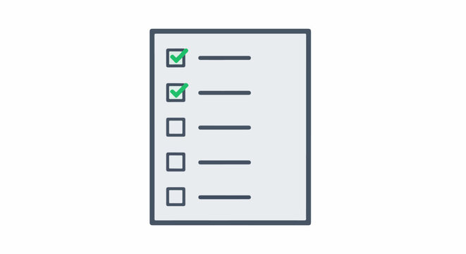 A simple checklist with two items marked as complete, pending the rest