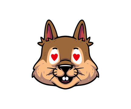 Cute cartoon squirrel head emot emoji icon