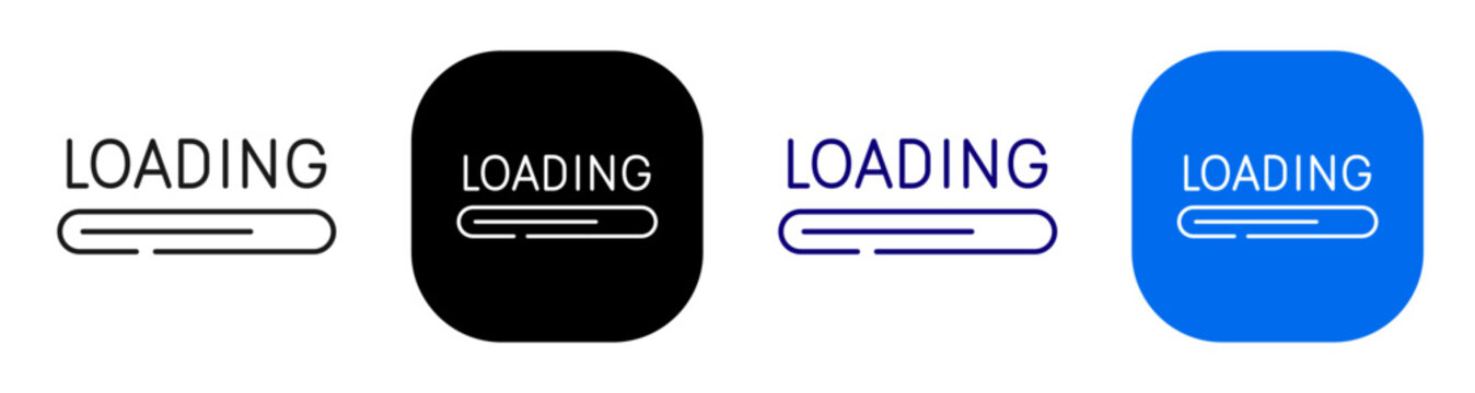 Loading status concept representing digital wait time and processing progress. Line, filled, black, color set. Editable stroke