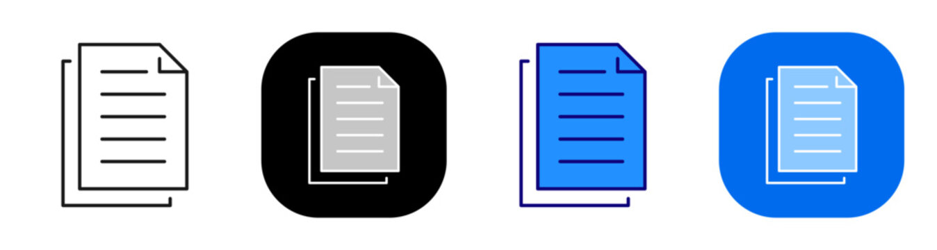 Stacked documents concept representing record duplication and paperwork archive. Line, filled, black, color set. Editable stroke
