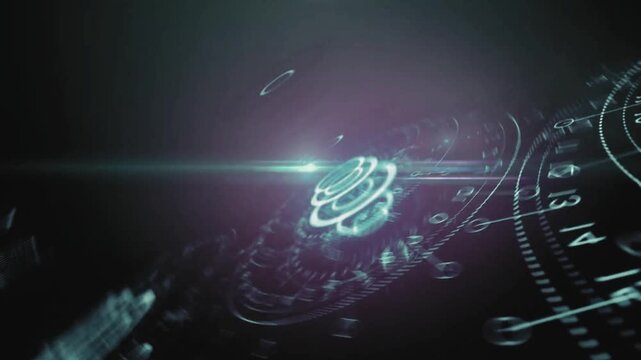 Futuristic circular digital interface with rotating numerical data numbers technology abstract circle science numbers technology abstract circle science