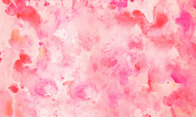Fototapeta premium Hot Fuchsia, Salmon, Watermelon Pink, Powder blush, Pastel Pink, Peach Schnapps, Pig Pink, Pink Mist tones. Soft watercolor texture. Blob blot smudge, fluid edges. Blank template design