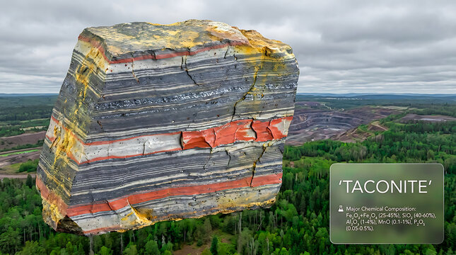 Taconite Specimen Mesabi Range Minnesota USA Ultra Realistic Geological RAW Photograph Iron Formation