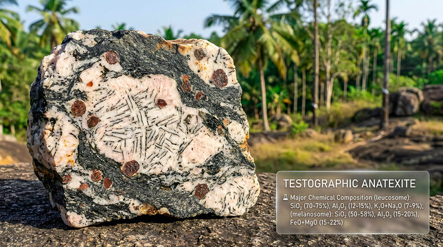 Testographic Anatexite Migmatite Specimen Kerala Khondalite Belt Southern India Ultra Realistic Geological RAW