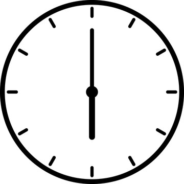 A simple clock face that shows just 6 o'clock