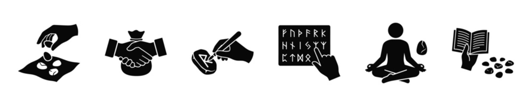 Collection of icons representing divination, fortune telling, and spiritual practices