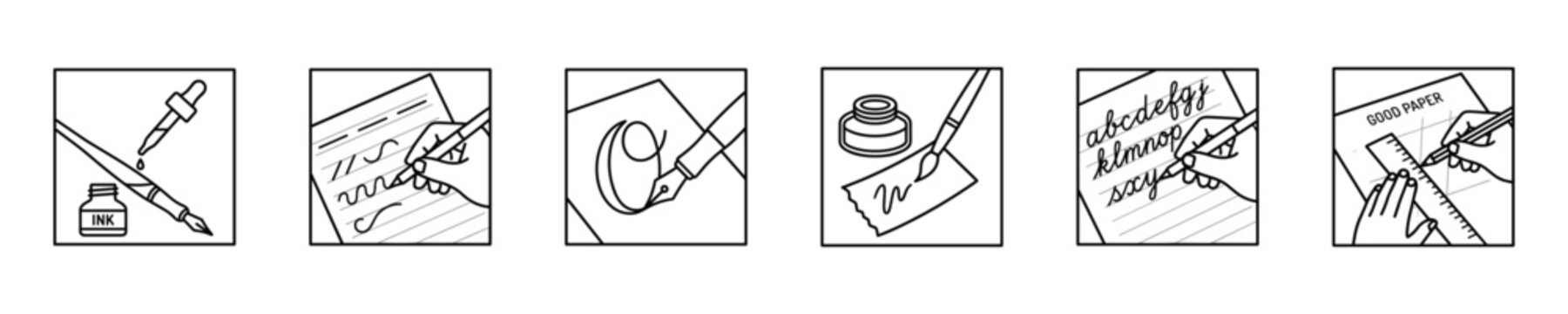 Learn calligraphy and handwriting skills with these instructional icons
