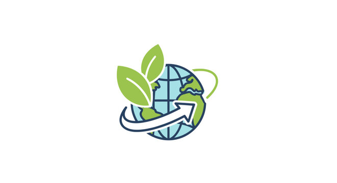 Earth with leaves and arrow.