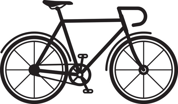 Bicycle line art icon side view for sports and eco friendly transport design