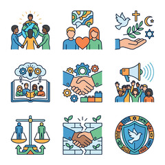 Fototapeta premium Diverse Religious and Social Icons.
