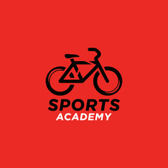 Fototapeta premium Dynamic Cycling Sports Academy Emblem Modern Logo Design Bold Vivid Red Background