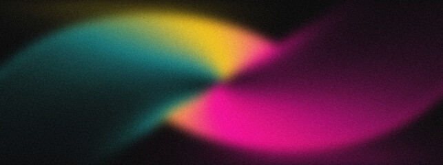 Abstract grainy background featuring a vibrant blend of magenta, yellow, and teal colors, creating a dynamic and visually striking design. © creativeart