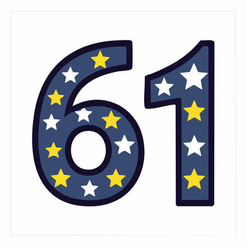 Number 61 with Stars Pattern
