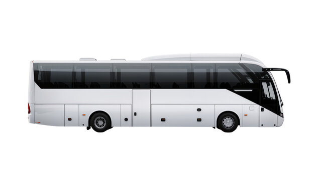 Isolated modern white passenger bus, ideal for comfortable long-distance travel and tourism