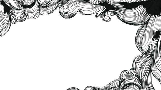 Swirls of abstract ink lines create a soft, flowing frame that frames the center of the canvas while offering significant copy space for professional typography.