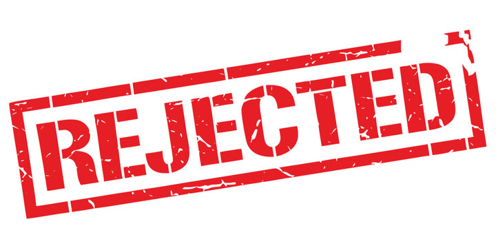 Rejected red stamp text isolated on white background for document approval process status update rubber sign design template used in business office paperwork admin