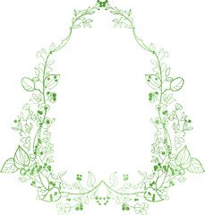 Fototapeta premium Green floral contour frame