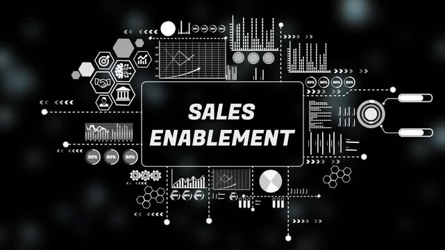  Digital sales enablement Concept and Graphical Analytics Overlay. Asymptotic smart data analytic. 4k animation video 