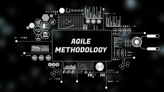  Digital agile methodology Concept and Graphical Analytics Overlay. Asymptotic smart data analytic. 4k animation video 