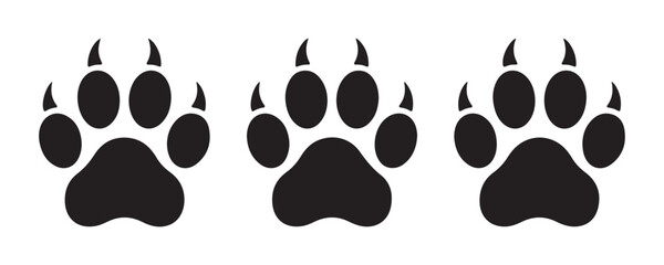 Fototapeta premium Wild animal tracks with sharp claws icons set vector illustration isolated on grid background art.