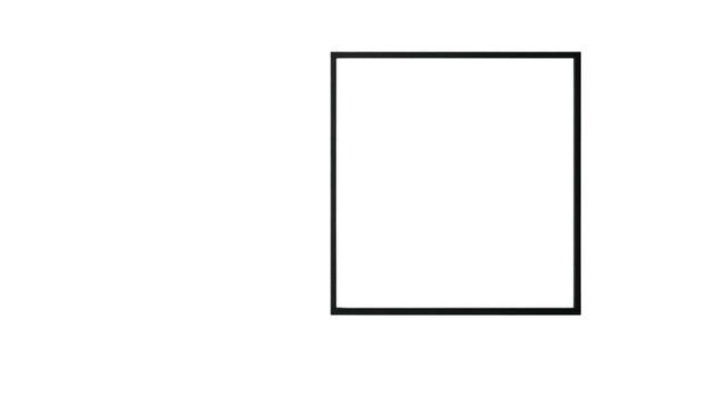 Square icon sits on the right side of the frame with a thin black border and white fill.
