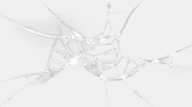 Broken glass overlay with detailed fracture pattern PNG