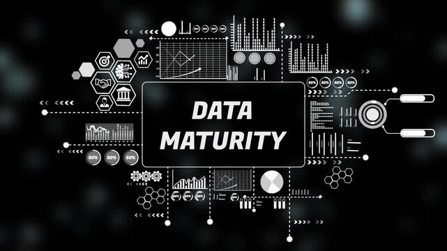  Digital data maturity Concept and Graphical Analytics Overlay. Asymptotic smart data analytic. 4k animation video 