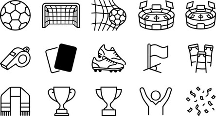 Football Match and Fan Culture Line Art Icon Set Collection © Mediasegment