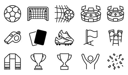 Football Match and Fan Culture Line Art Icon Set Collection © Mediasegment
