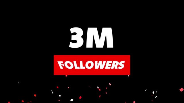 Thank you 3M followers. 3 Million followers realistic sign on the brick wall animation.