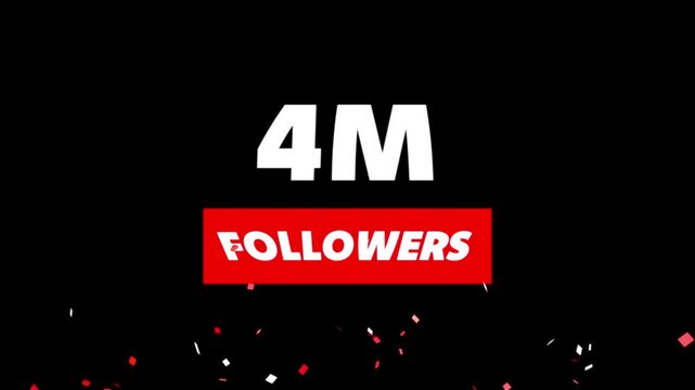 Thank you 4M followers. 4 Million followers realistic sign on the brick wall animation.