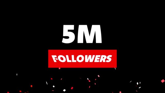 Thank you 5M followers. 5 Million followers realistic sign on the brick wall animation.