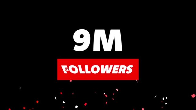 Thank you 9M followers. 9 Million followers realistic sign on the brick wall animation.