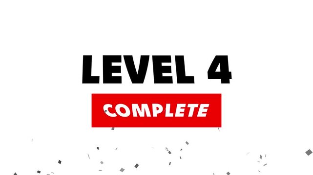 Glowing neon text Level 4 icon animation. Level three message.